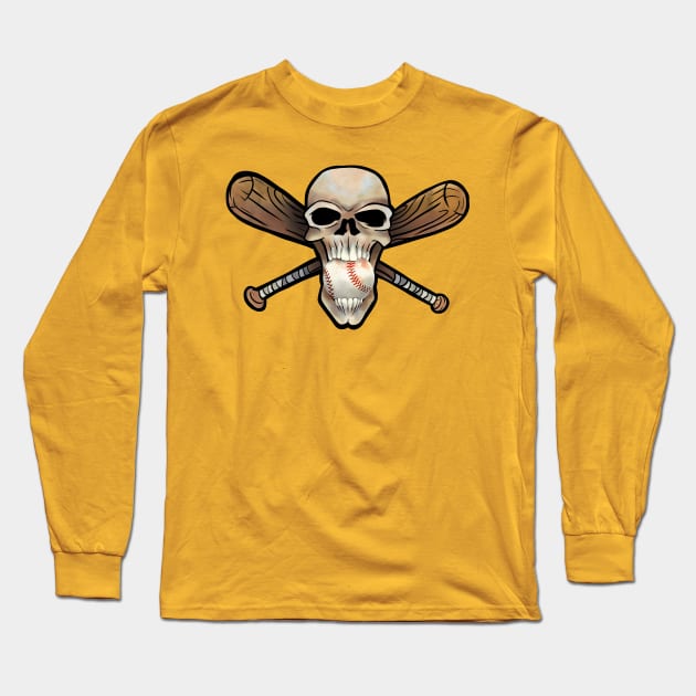 Baseball Skull Long Sleeve T-Shirt by SisterSpyder923